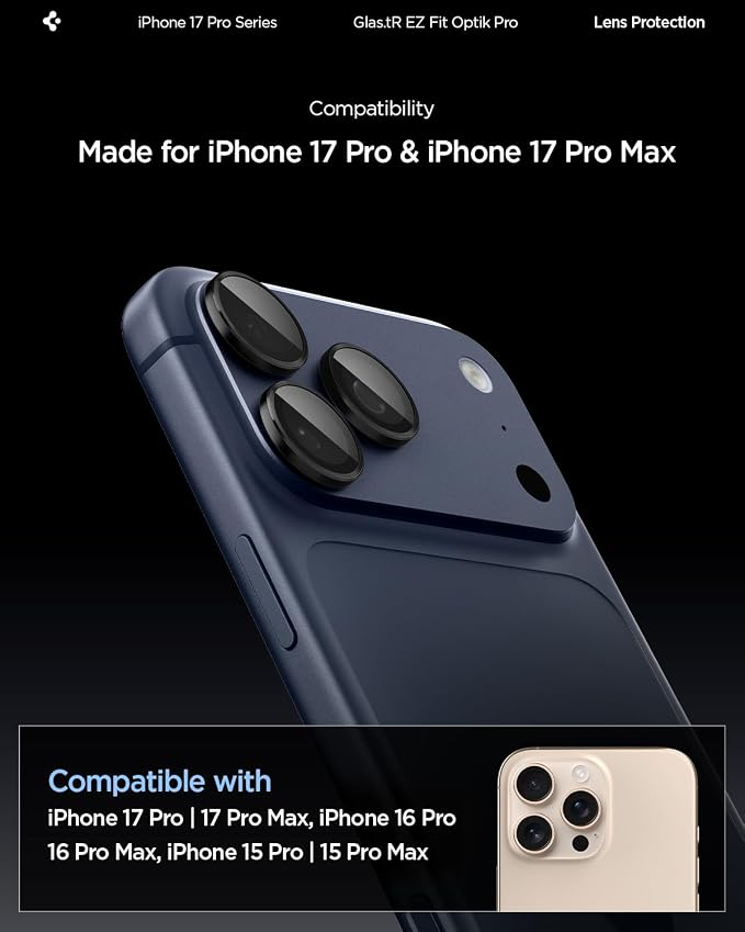 Spigen GlasTR EZ Fit Optik Pro Camera Lens Protector, White Titanium, 2 Pack | GlasTR EZ Fit Optik Pro, 9H+ Tempered glass, Scratch resistant, Auto-align tray, Original photo quality, Case-friendly, 2Pack - Image 2