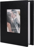 RECUTMS 100 Photo Album for 4x6 Small Leather Photo Book for Family Black | White Inner Page, 100 Vertical Pockets, Small Photo Albums for Anniversary, Wedding, Graduation Photobook, DIY Cover Window by RECUTMS