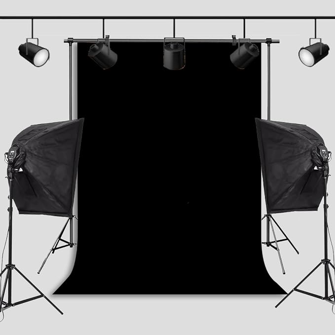 Black Photo Backdrop for Photoshoot Solid Color Background 6x9 ft | Photography Studio Photobooth Curtain for Headshot, Homestudio, Portrait, Video, Meeting, Easy to Install, Washable Fabric - Image 6