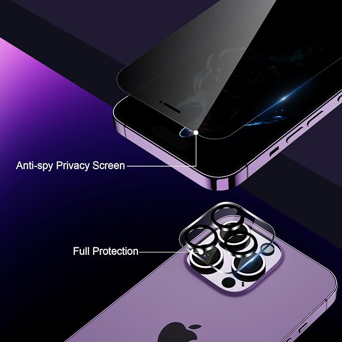 2+2 Pack Privacy Screen Protector for iPhone 15 Pro Max, 6.7 Inch | With Camera Lens Protector, Tempered Full Screen Glass, Anti-Spy, Bubble Free, Case Friendly - Image 4