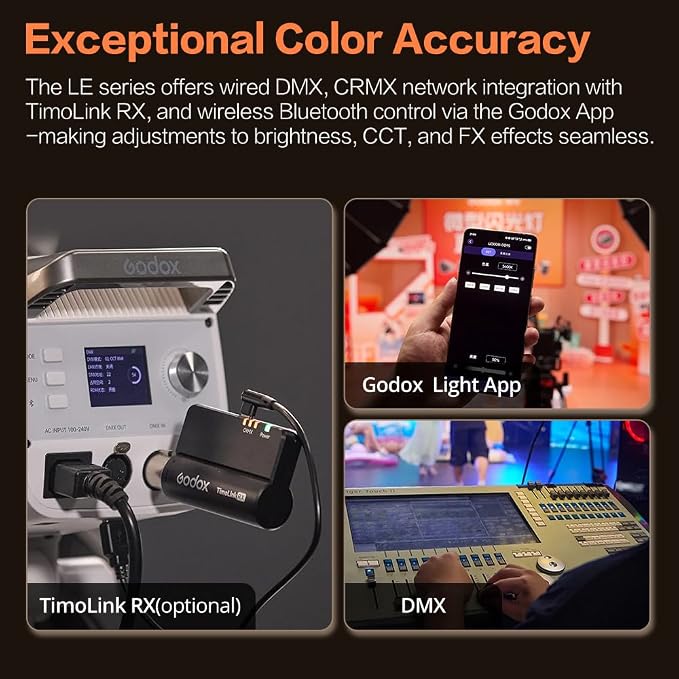 Godox LE200Bi Godox Light Kit-2 Pack 220W Bi-Color LED Video Light | 2800K-6500K,57700 LUX,CRI/TLCI≥98,11 FX, with Quick Release Softbox,Stand, APP Control,for Photography/Live Streaming - Image 8