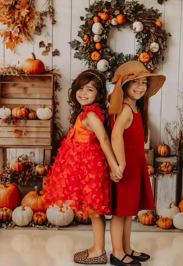 Kate Fall Backdrops White Background Autumn Party Decorations Pumpkins Thanksgiving Festival Photo Backdrop, 10x6.5ft - Image 3