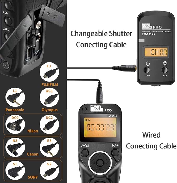 Remote Shutter Compatible for Canon, PIXEL Wireless Shutter Release Timer Remote Control E3/N3 Compatible for Canon Eos 1D 5D Mark IV 5D 6D 7D Mark R5 R6 50D 40D 30D 20D 10D D60 RP XT T7i 500D 90D - Image 3