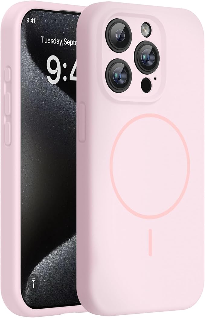 Miracase Magnetic for iPhone 15 Pro Case, Silicone, Soft Microfiber Lining by Miracase