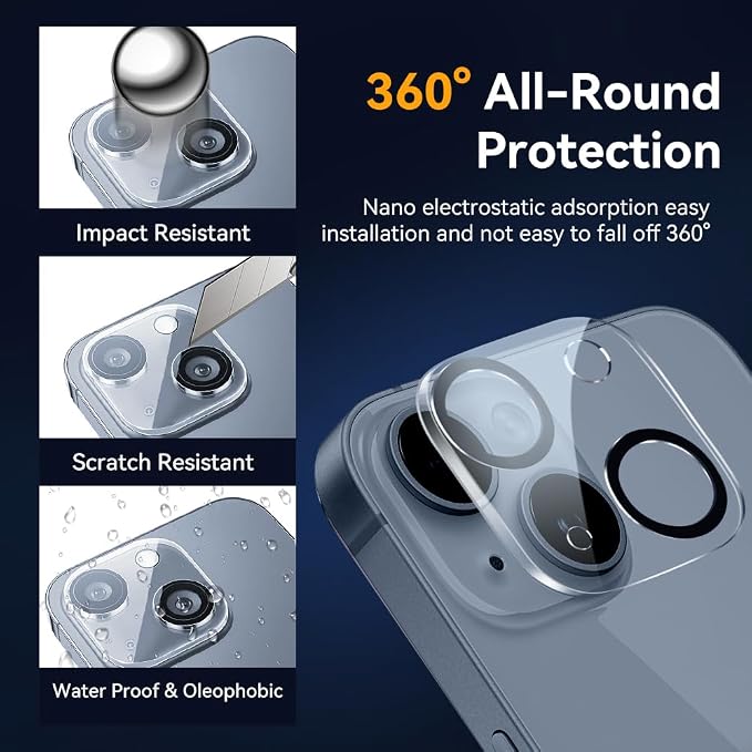 Camera Lens Protector for iPhone 13 6.1" / iPhone 13 Mini 5.4",9H Tempered Glass，Ultra HD, Scratch Resistance Easy to Install，Case Friendly，[Does not Affect Night Shots] 3-Pack - Image 2