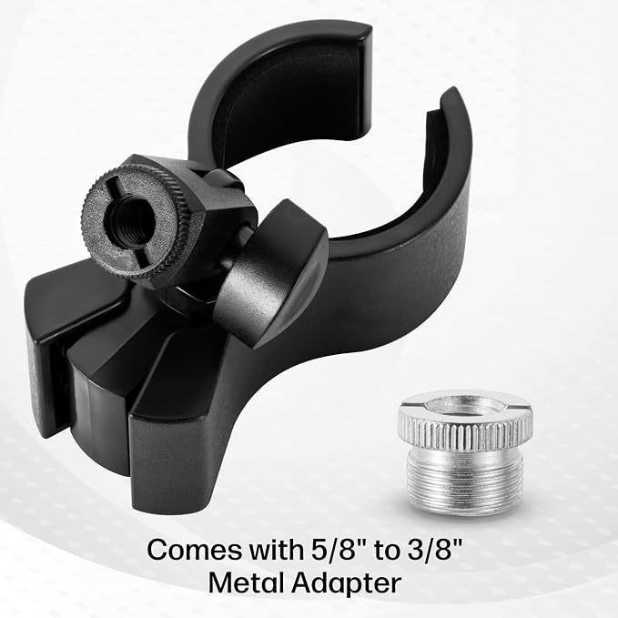 Large Microphone Clip for Mics with Outer Diameter 1.26" to 2.3" | Adjustable Mic Holder, Premium ABS, Inside sponge to protect microphones, With 5/8" Male to 3/8" Female Screw Adapter - Image 5