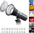 PHOTOOLEX RGB Photography Flashlight with 20 Metal Magnetic Gobos | CRI96+/8400mAh, 4 Colors LED Video Spotlight with Diffuser, Studio Spotlight for Creating an Photo Atmosphere, Content Create by PHOTOOLEX