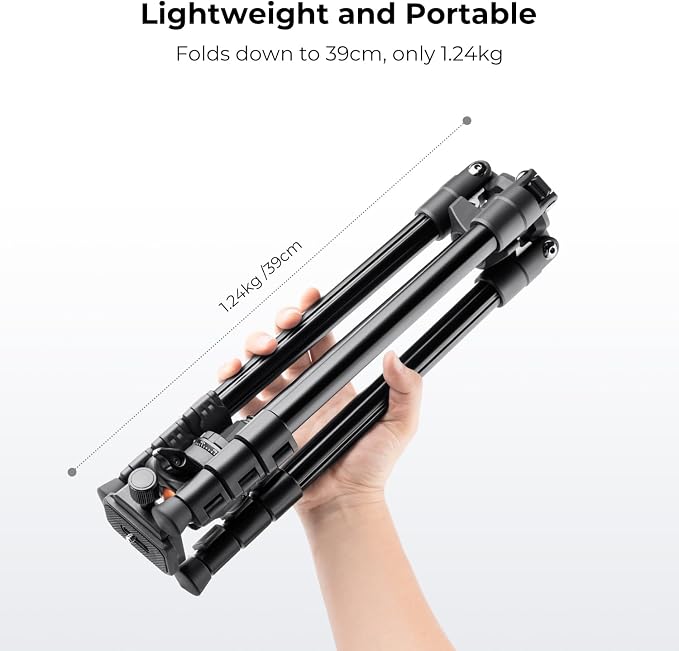 K&F Concept 64 inch/163cm Lightweight Aluminum Travel Camera Tripod | Compact and Portable, 360° Ball Head, Load Capacity 17.6lbs, DSLR Photography and Smartphone Live Streaming Vlog O234A1+BH-36 - Image 3