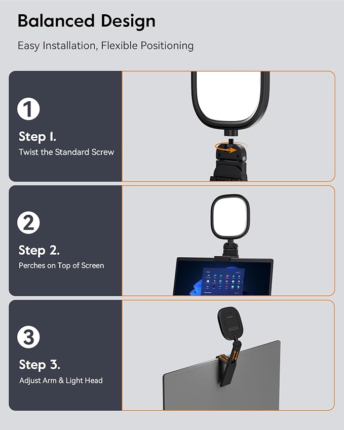 Ring Light for Laptop, Monitor, Desk, Eye-Caring Diffused LED Light | Soft Computer Light with Screen-Safe Clip, Adjustable Mount, CRI 97.8+, 50 Lighting Modes for Zoom, Video Calls & Streaming - Image 8