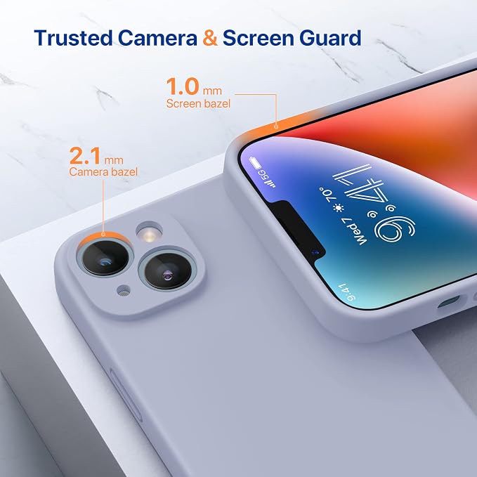 Miracase Silicone for iPhone 14 Case, Lavender Gray | Soft Anti-Scratch Microfiber Lining, Premium Silicone Cover Shockproof Drop Protection Phone Case for 14 - Image 4