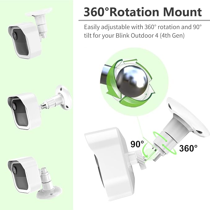 All-New Blink Outdoor Camera Housing and Mounting Bracket for Outdoor 4/2K+ | 3 Pack Protective Covers for Blink Outdoor Camera, 360°Adjustable Blink Wall Mount, Blink Sync Module Outlet Mount, White - Image 4
