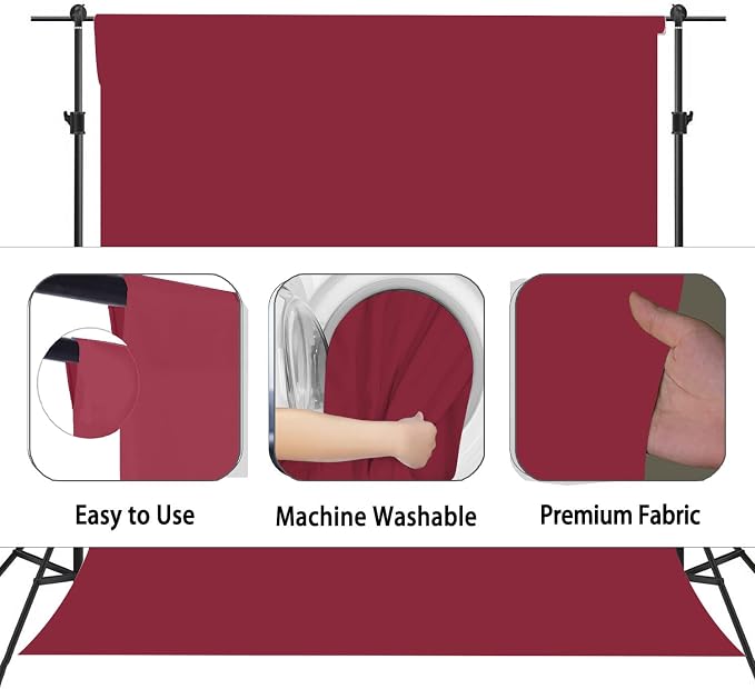 Burgundy Photography Backdrop for Photoshoot, Fabric 8x10ft | Versatile Studio Photo Backgrounds, Non Reflective, Easy to Use, for Portraits, Product, Party, Video Creation - Image 6