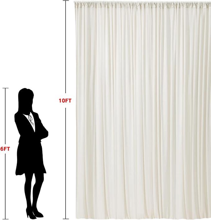 30x10ft Wrinkle Free Ivory Backdrop Curtain for Parties Soft Fabric Drapes Wedding Ivory Curtain Backdrop for Birthday Party Decorations Background for Photography 5x10ft,6 Panels - Image 9