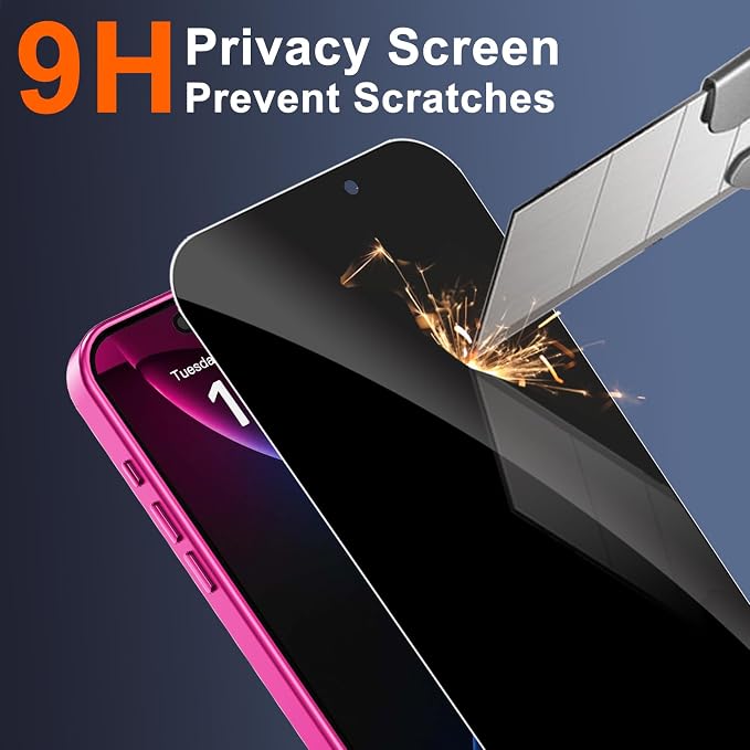for iPhone Air Case with Privacy Screen Protector, Hot Pink | Full Camera Protector, Magnetic, Compatible with MagSafe, Translucent Matte Shockproof Cover for iPhone 17 Air Women Girls - Image 8