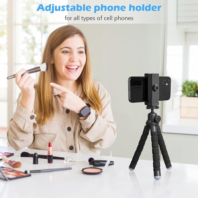 Ubeesize Phone Tripod, Portable and Flexible Tripods with Wireless Remote and Clip, Cell Phone Tripode Stand for Video Recording - Image 6