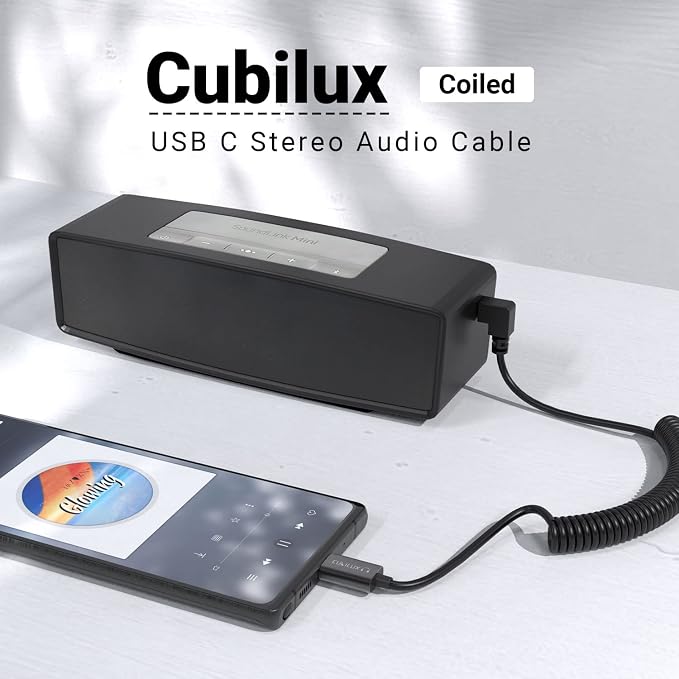 Coiled Short USB C to 3.5mm Male Audio Cable Compatible with iPhone 17/16/15, iPad Pro 13/12.9/11, Galaxy S25/S24, Pixel 10/9/8/7 Pro, Right Angle Type C Aux Cord for Car Radio, Speaker, 1 FT - Image 2