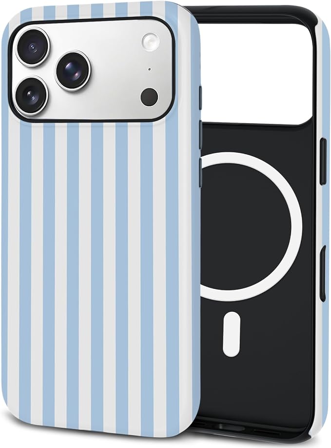 TPU Phone Case for iPhone 17 Pro Max, MagSafe Wireless Charging Compatible, Shockproof Slim Fit Protective Cover with Anti-Yellowing & Raised Camera Protection (blue stripe, iPhone 17 Pro Max(6.9")) by Unknown