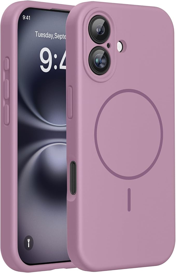 Miracase Silicone & Magnetic for iPhone 16 Case, Blackcurrant | Compatible with MagSafe, Anti-Scratch Microfiber Lining, Liquid Silicone Case Shockproof Drop Protection Phone Case for 16 by Miracase