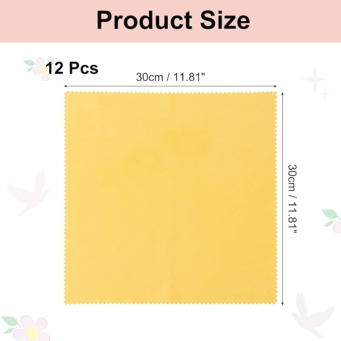 uxcell 12 Pcs Microfiber Cleaning Cloth for Glasses, 11.8 x 11.8 Inch Eyeglass Cleaning Cloth, Glasses Cleaner Wipes for Electronics Lenses Screens Cameras Cell Phones, Yellow - Image 2