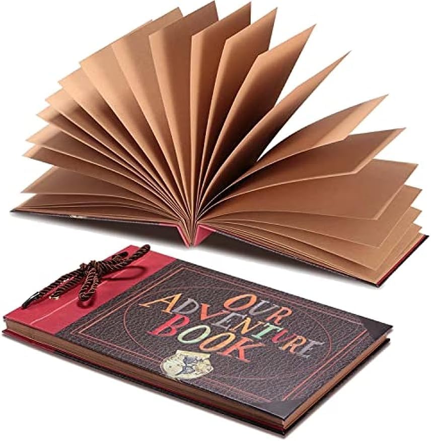 Our Adventure Book Handcrafted 11.92 x 7.62" Leather-Bound Scrapbook with 80 Pages, Embossed Lettering, Inspired by 'Up', Ideal for Photos, Weddings&Travel Memories Gift Box Included (Handmade Book) - Image 2