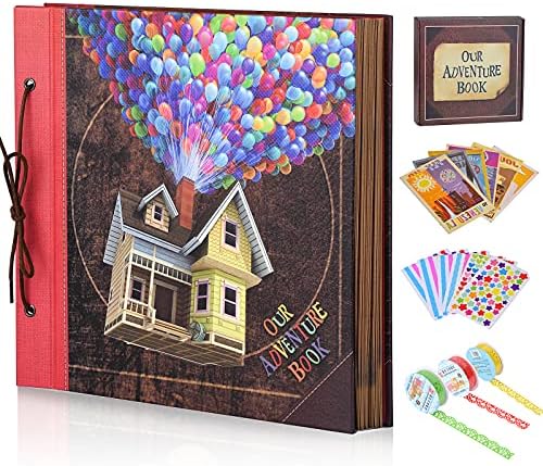Scrapbook Photo Album, Our Adventure Scrap Book, 12 Inches by Inches Embossed Words Hard Cover Movie Up Travel Scrapbook for Anniversary, Wedding, Travelling, Baby Shower, etc (Scrapbook-Balloon) - Image 6