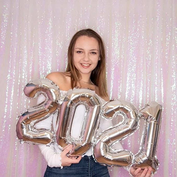 Poise3EHome 5FT x 7FT Iridescent Sequin Photography Backdrop Curtain for Party Decoration - Image 2