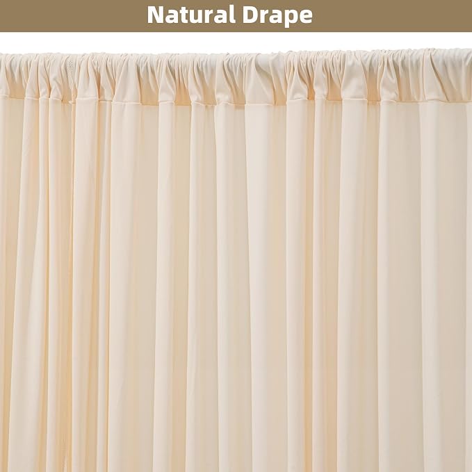 10x10ft Wrinkle Free Backdrop Curtain for Parties Soft Fabric Drapes Wedding Cream Curtain Backdrop for Birthday Party Decorations Background for Photography 5x10ft,2 Panels - Image 7