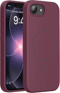 miracase Magnetic for iPhone 17e Case & iPhone 16e Case, [Soft Anti-Scratch Microfiber Lining], Compatible with MagSafe, Silicone Shockproof Protection Phone Case for iPhone 17e/16e, Wine Red by Miracase