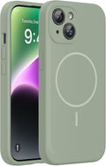 miracase Designed for iPhone 14 Case,[Upgraded Enhanced Camera Protection],Shockproof Liquid Silicone Case with Microfiber Lining, 6.1 inch,Patina Green | Compatible with MagSafe, Soft Microfiber Lining, Premium Silicone Cover Shockproof Drop Protectio... by Miracase