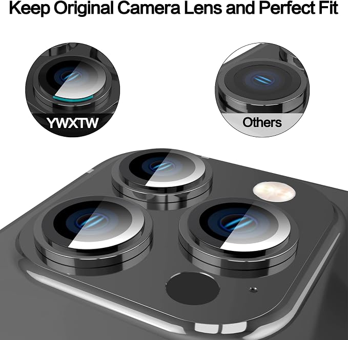 YWXTW [Upgraded Camera Lens Protector for iPhone 13 Pro Max 6.7 Inch/iPhone 13 Pro 6.1 Inch, [Keep Original Camera] [Installation Frame] Tempered Glass Camera Lens Cover, 1 Set - Image 3