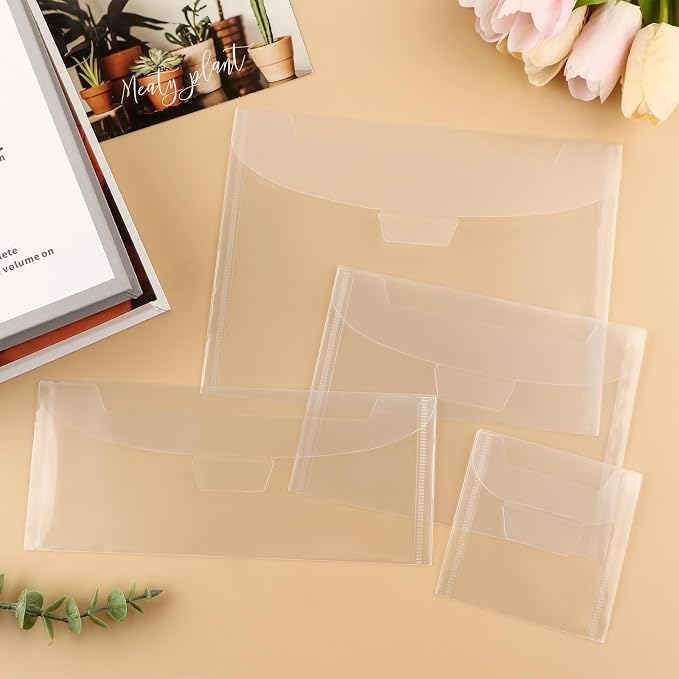 30 Pieces Clear Stamp and Dies Storage Bags,Resealable Plastic Envelopes Pockets for Cutting Dies Stencil Crafts Organizer Holder Arts Crafts Scrapbooking Supplies 9.4x7inch Clear Bags - Image 5