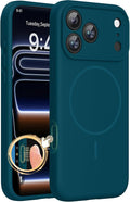 miracase Magnetic for iPhone 17 Pro Max Case, [Soft Anti-Scratch Microfiber Lining], Compatible with MagSafe, Liquid Silicone Case Shockproof Drop Protection Phone Case for 17 ProMax, Teal by Miracase