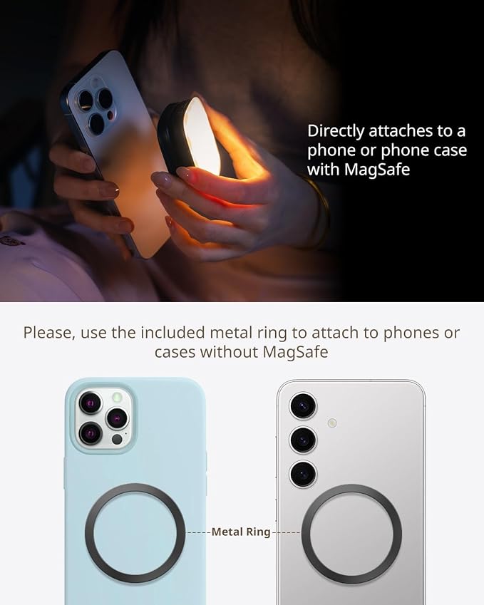 SmallRig Magnetic Selfie Light for iPhone, Phone Light with a Mirror | Instant Attachment for MagSafe, for Selfies, Video Conference, Vibe P48 Black - Image 3