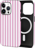 TPU Phone Case for iPhone 15 Pro Max, MagSafe Wireless Charging Compatible, Shockproof Slim Fit Protective Cover with Anti-Yellowing & Raised Camera Protection (Pink Stripe, iPhone 15 Pro Max) by Unknown