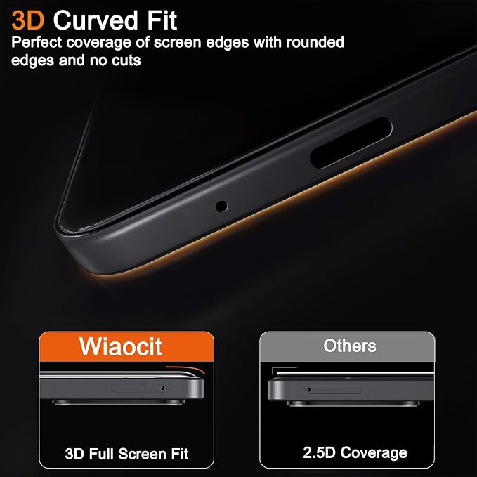 Wiaocit Tempered Glass Privacy Screen Protector for Samsung Galaxy A17 5G | 3+3 Pack, 9H Hardness, Camera Lens Protector, Installation Frame, Bubble Free, Case Friendly - Image 5
