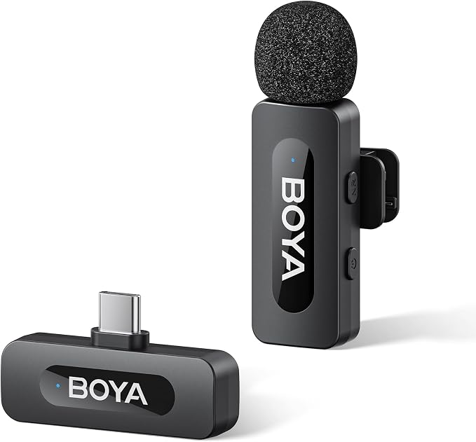 BOYA BY-V10 Wireless Microphones for iPhone 17/16/15 & Android/Laptop | Noise Cancellation, 328ft Range, 9H Battery Life, Mini Mic Clip on Lapel Microphone Wireless for Video Recroding by BOYA
