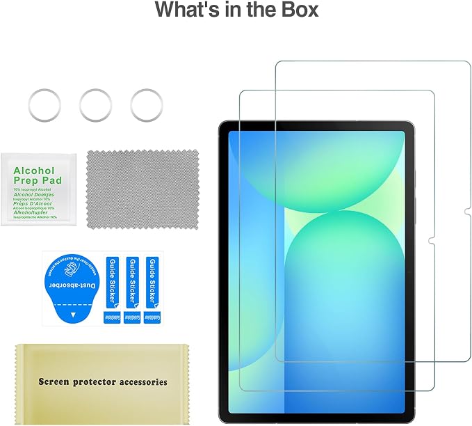ProCase 2 Pack Screen + 3 Camera Lens Protector for Galaxy Tab S9/10 FE | for Galaxy Tab S10 Lite 5G 10.9"/Tab S10 FE 2025 / Tab S9 FE G WiFi 2023, Tempered Glass Film Guard Compatible with S Pen - Image 8