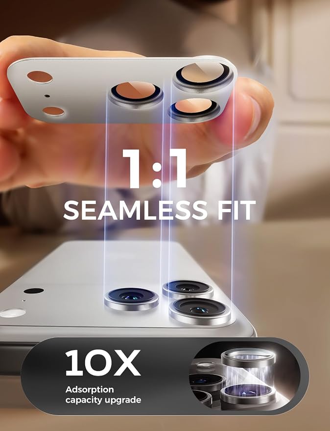 MAGIC JOHN 2 Pack Camera Lens Protector for iPhone 17 Pro Max 6.9” Sliver | Full Coverage, Metal Aluminum Alloy Camera Lens Film, HD Clear, Scratch Resistant, Case-Friendly - Image 2