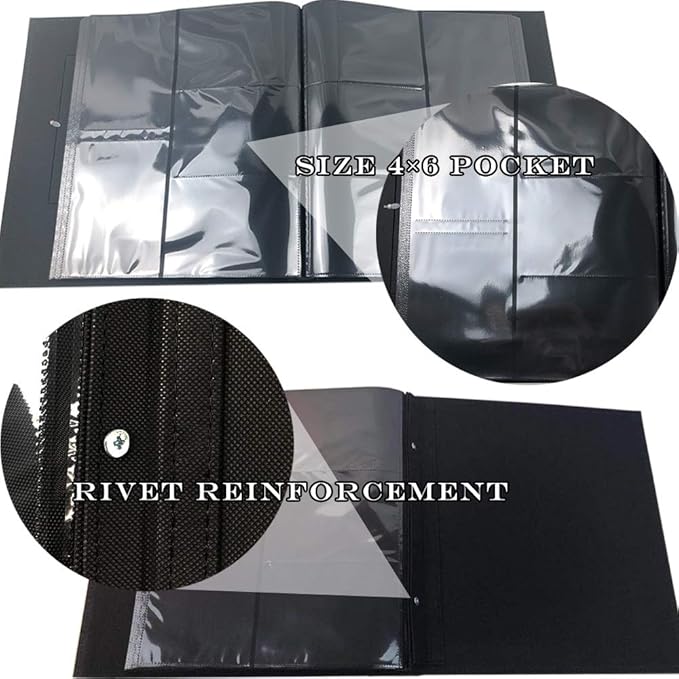 RECUTMS Photo Album 4x6 Pictures 600 Pockets Large Leather Baby Album Brown | Horizontal Vertical Pockets, Family PhotoBook with Front Window, Black Pages, Graduation Wedding Memory Book, Large Capacity - Image 3