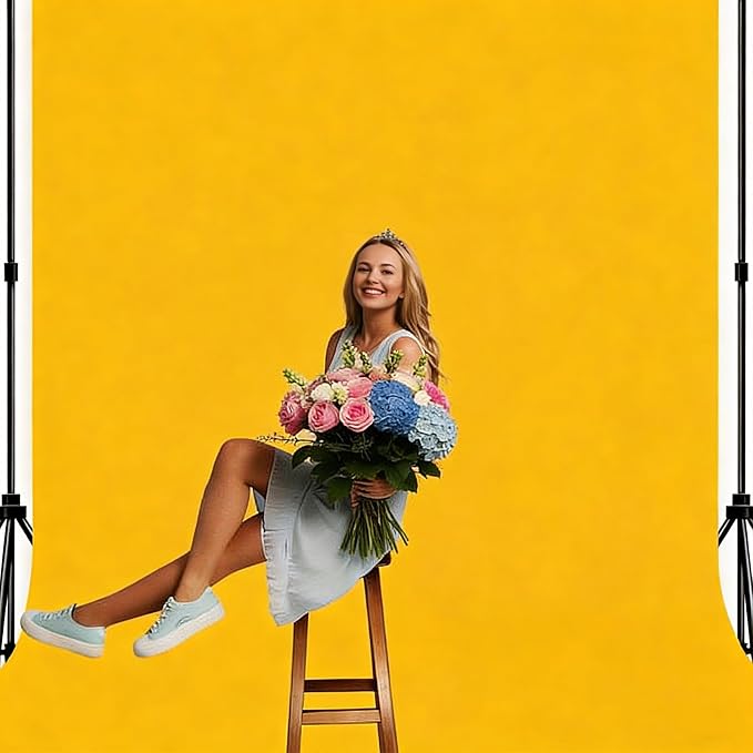 Yellow Photo Backdrop Fabric Professional Photography Background 10x10ft | Seamless Design eliminates Wrinkle Portrait Photography Wedding Dark Theme Decorations - Image 3