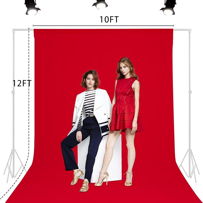 TRLYC Red Photography Backdrops 10x12 FT Seamless Background for Studio | Red Backdrop for Photoshoot Video Backgrounds Screen Party Wrinkle-free Polyester Non-Glare Rod Pocket Easy Setup - Image 3