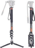 Cayer CF34DV Carbon Fiber Monopod, 68" with Folding Feet for Camera | Carbon Fiber Tube, Folding Feet, 4-Section, 68" Height, Monopod Leg with Feet Only by Cayer