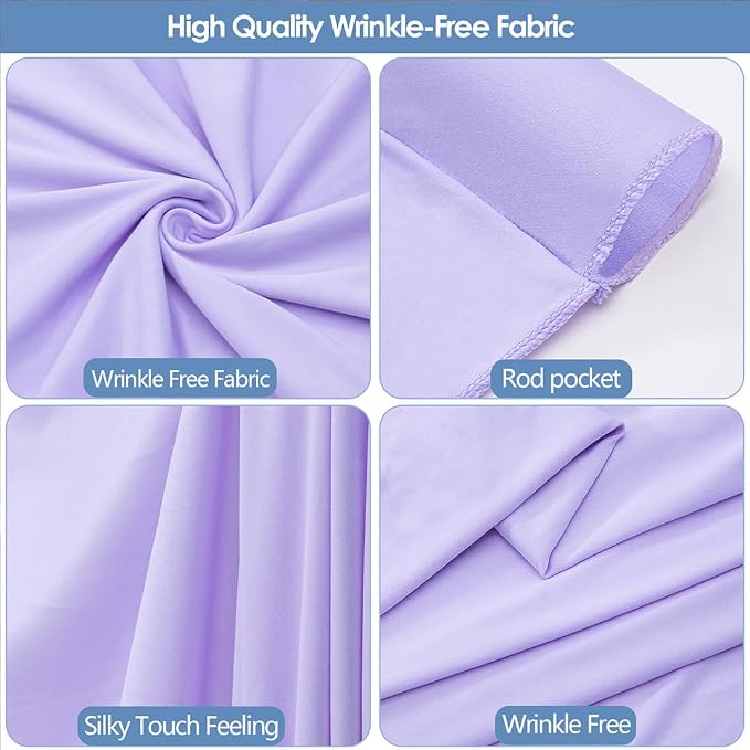 20x10ft Wrinkle Free Lavender Backdrop Curtain for Parties Soft Fabric Drapes Wedding Curtain Backdrop for Birthday Party Decorations Background for Photography 5x10ft,4 Panels - Image 4