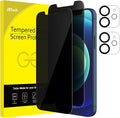 JETech Privacy Screen Protector for iPhone 12, 2+2 Pack | with Camera Lens Protector, Anti-Spy 9H Tempered Glass, Fingerprint ID Compatible by JETech