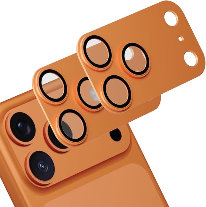 for iPhone 17 Pro Max Camera Lens Protector, 2 Pack |Aerospace-Grade Aluminium | Full Protective Cover | Anti-Glare Sapphire Glass | Colour-Matched Finish Cosmic Orange by MCraftsman