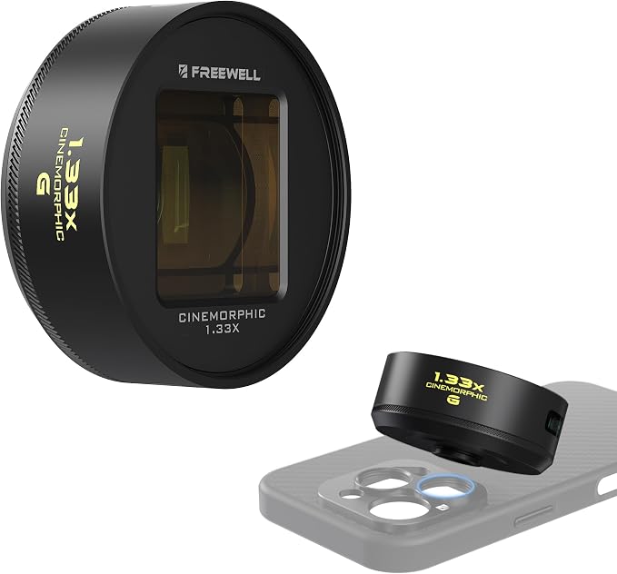 Freewell 1.33x Blue Anamorphic Lens for 17mm Mount iPhone, Samsung | Premium Smartphone Lens for Wide Cinematic Shots & Bold Blue Flares by Freewell