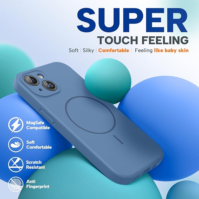 Miracase Silicone & Magnetic for iPhone 15 Plus Case, Glass Blue | Compatible with MagSafe, Soft Microfiber Lining, Liquid Silicone Case Shockproof Drop Protection Phone Case for 15 Plus - Image 6
