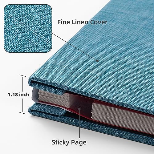 HoneyTolly Large Photo Album Self Adhesive, DIY Scrapbook Album for 4x6 8x10 10x12 Pictures, 60 Pages Linen Cover Memory Book, Ideal Gift for Family Wedding Baby Christmas Anniversary(Sky Blue) - Image 3