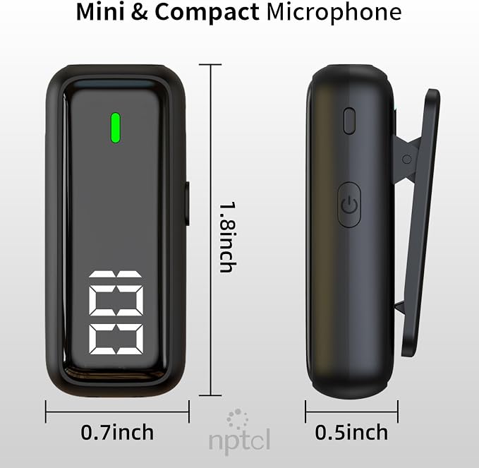 NPTCL Wireless USB Type C Microphone for iPhone 17/15/16 PC Laptop Computer | Noise Canceling, LED Digital Charge Display, 1100mAh Charging Case, Lavalier Mics for Content Creator Vlog Video Recording - Image 9