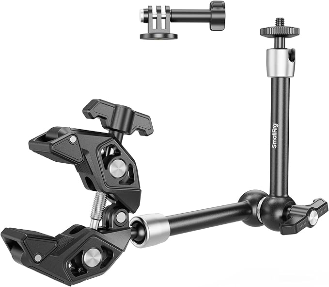 SMALLRIG Magic Arm Clamp Kit, Camera Mount Articulating Friction Arm w Super Clamp, w 1/4"-20 Screw and Thread Hole, for Camera, Light, Monitor, Webcam or Action Camera 1.5kg, for Table, Tube by SmallRig